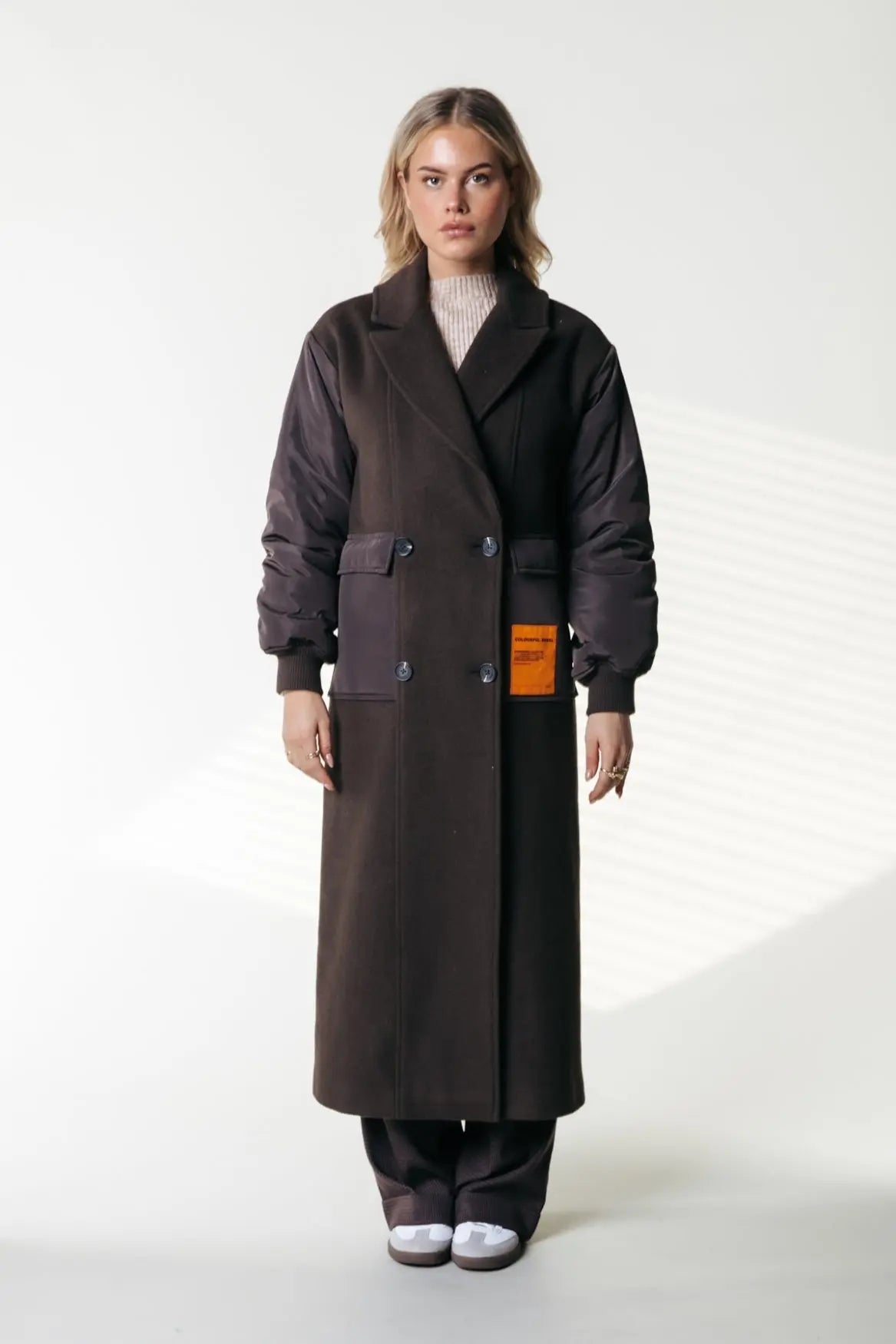 Ada Contrast Wool Long Coat Colourful Rebel