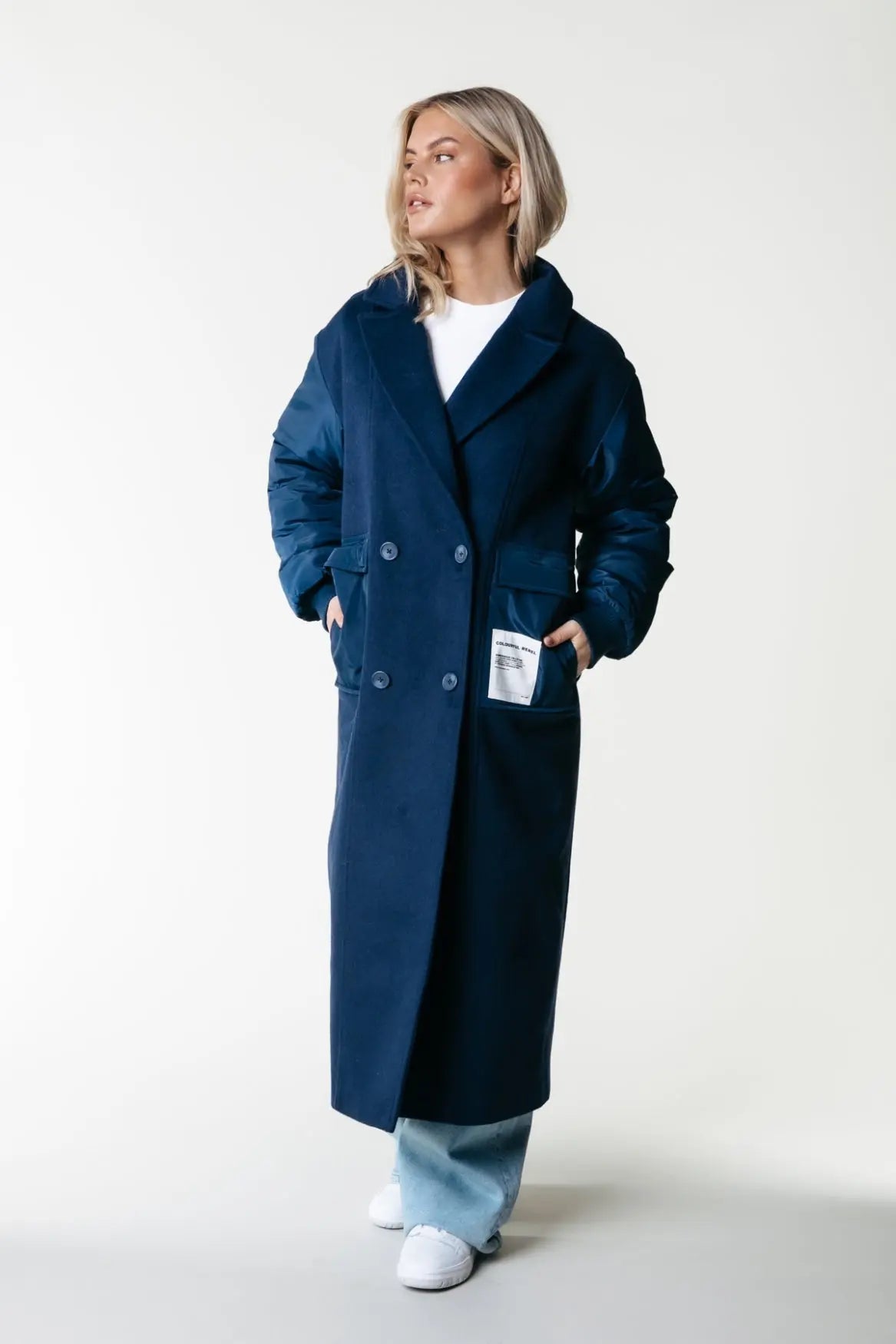 Ada Contrast Wool Long Coat Colourful Rebel