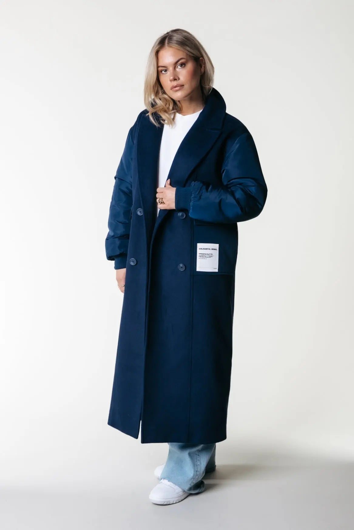 Ada Contrast Wool Long Coat Colourful Rebel