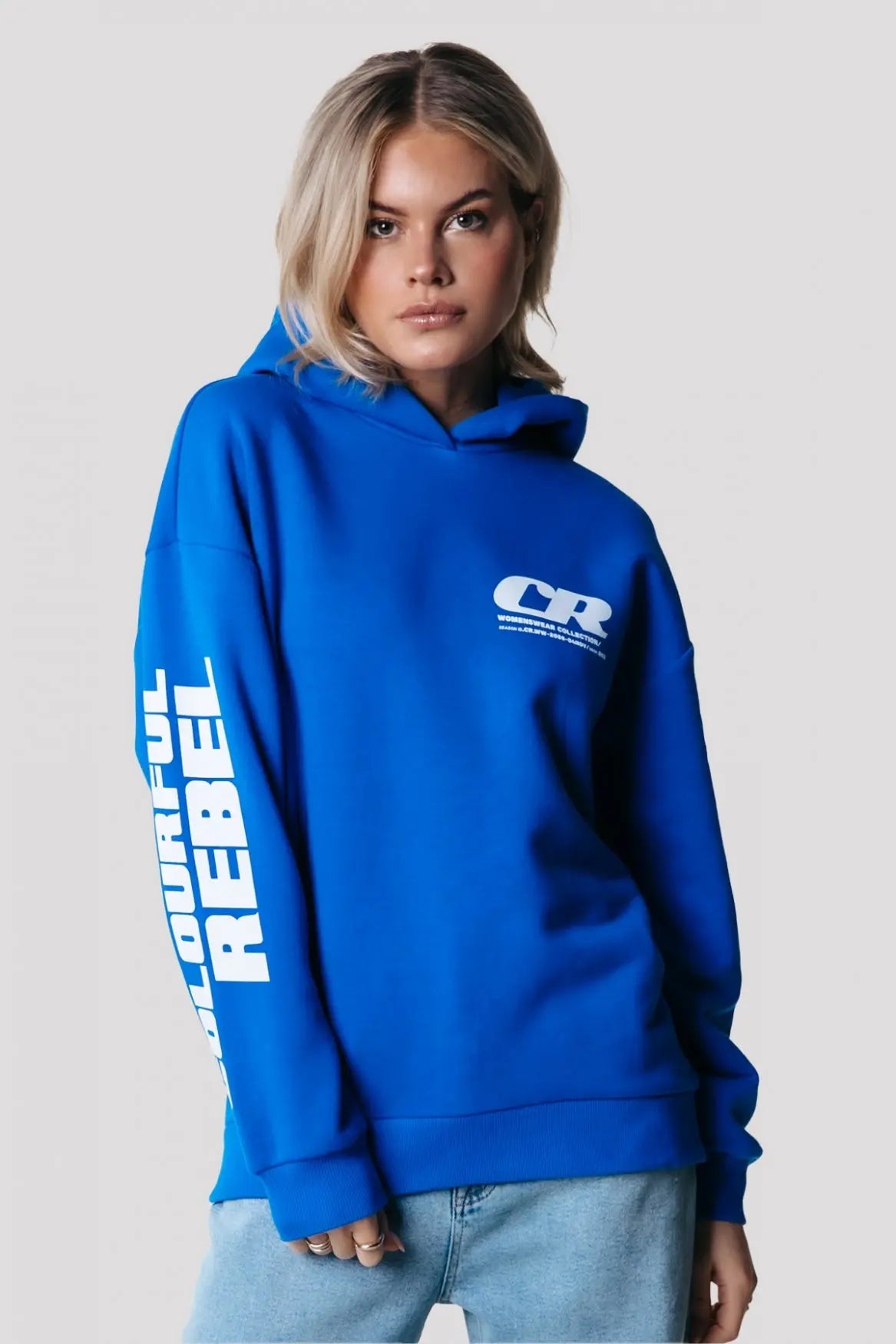 Bold Sleeve Logo Clean Hoodie Colourful Rebel