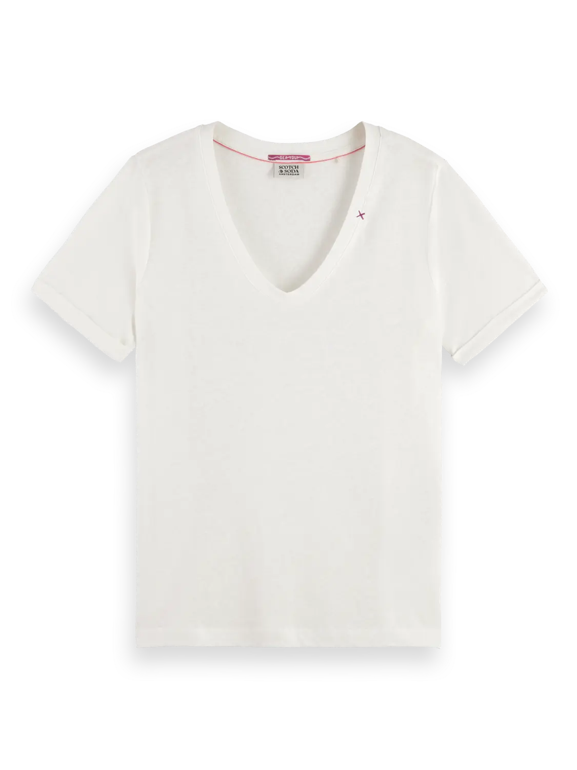 EMBROIDERED DETAIL V NECK T-SH Scotch & Soda