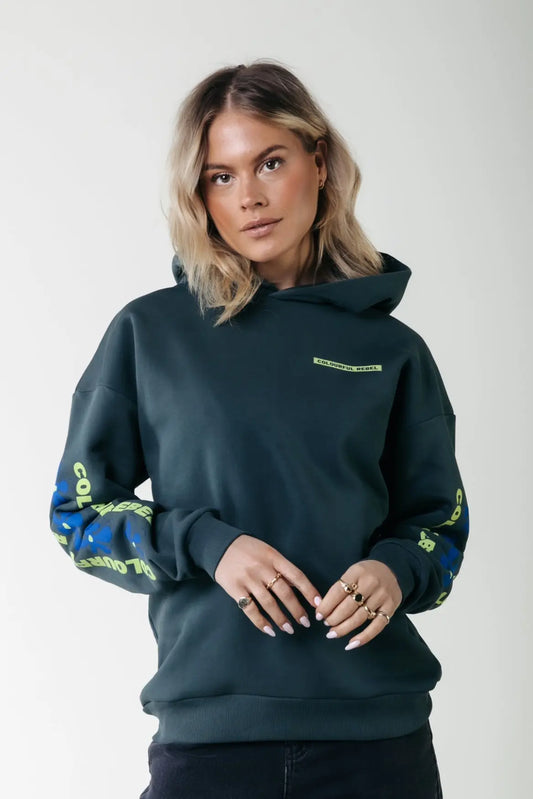 Flowers Sleeve Logo Clean Hoodie Colourful Rebel