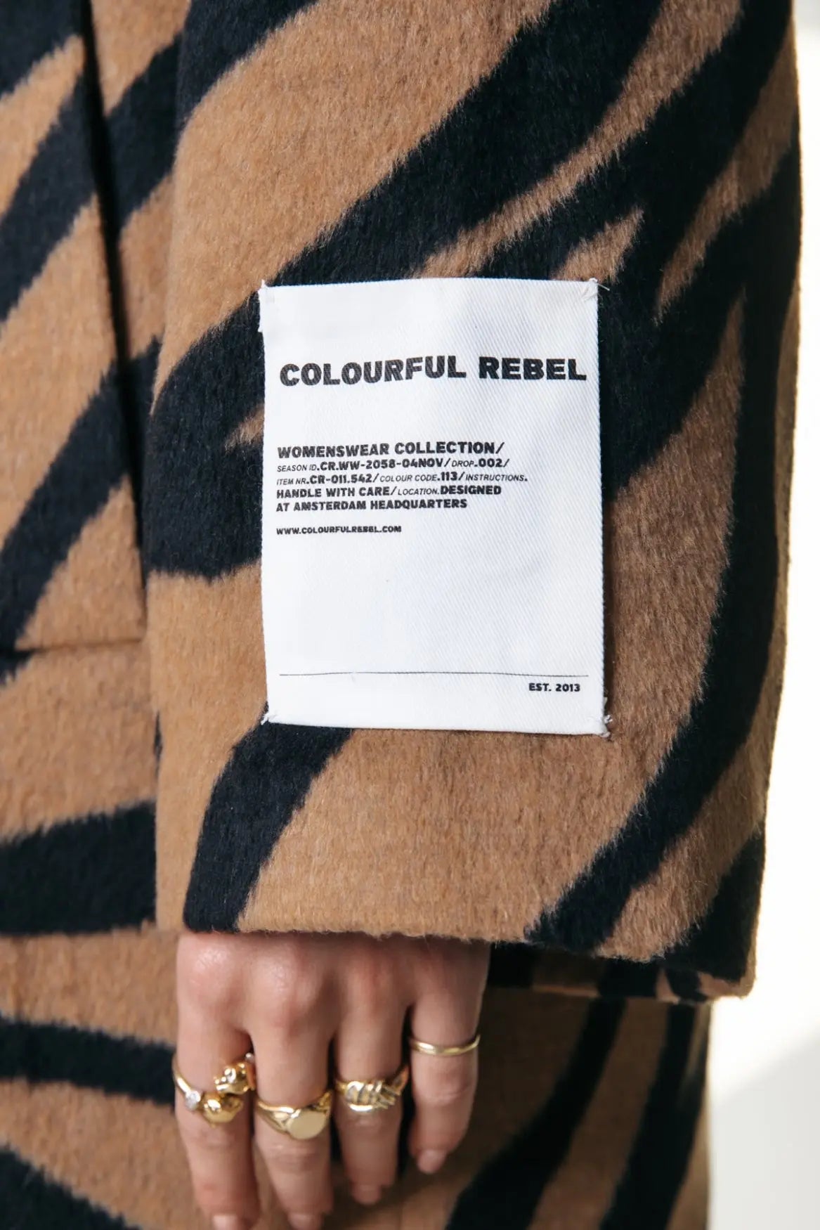 Zania Zebra Double Breasted Wool Long Coat Colourful Rebel